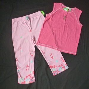 Pink tropical capri set L 10/12 NWT